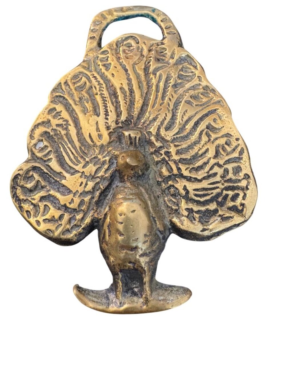 Antique Brass Horse Bridal Harness Peacock Peafowl Medallion